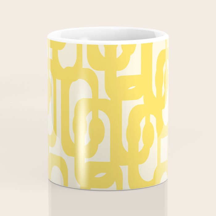 Mid Century Modern Yellow Loops Abstract Pattern Coffee Mug Gallery Image 4