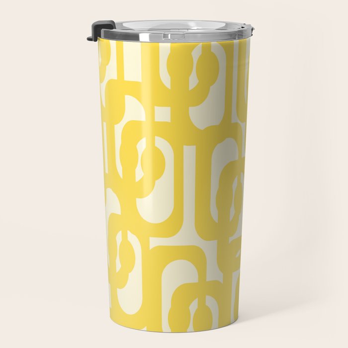 Mid Century Modern Yellow Loops Abstract Pattern Travel Mug Gallery Image 3
