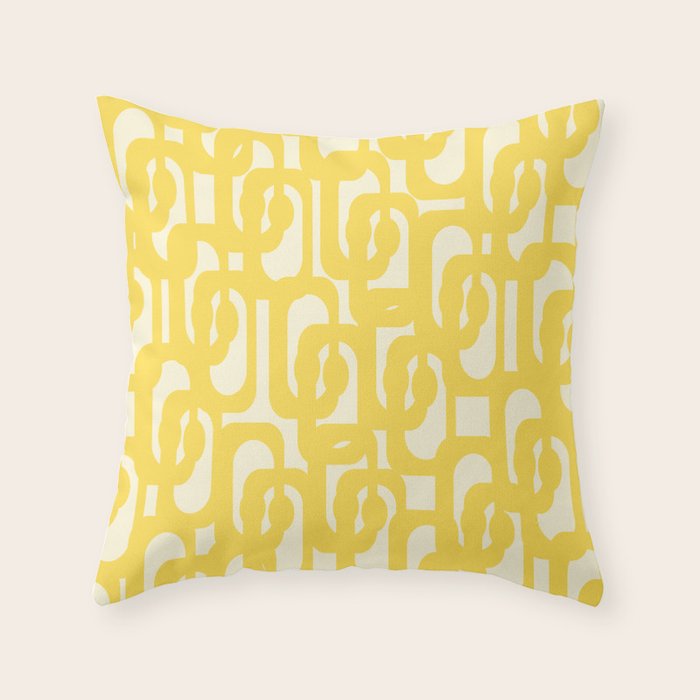 Mid Century Modern Yellow Loops Abstract Pattern Throw Pillow Gallery Image 1