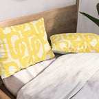 Mid Century Modern Yellow Loops Abstract Pattern Pillow Sham Gallery Image 2
