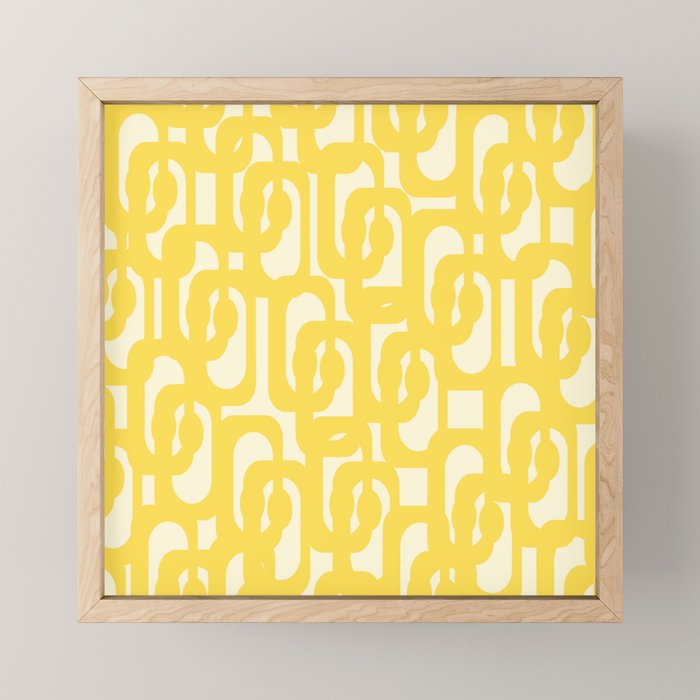 Mid Century Modern Yellow Loops Abstract Pattern Mini Art Print Gallery Image 1