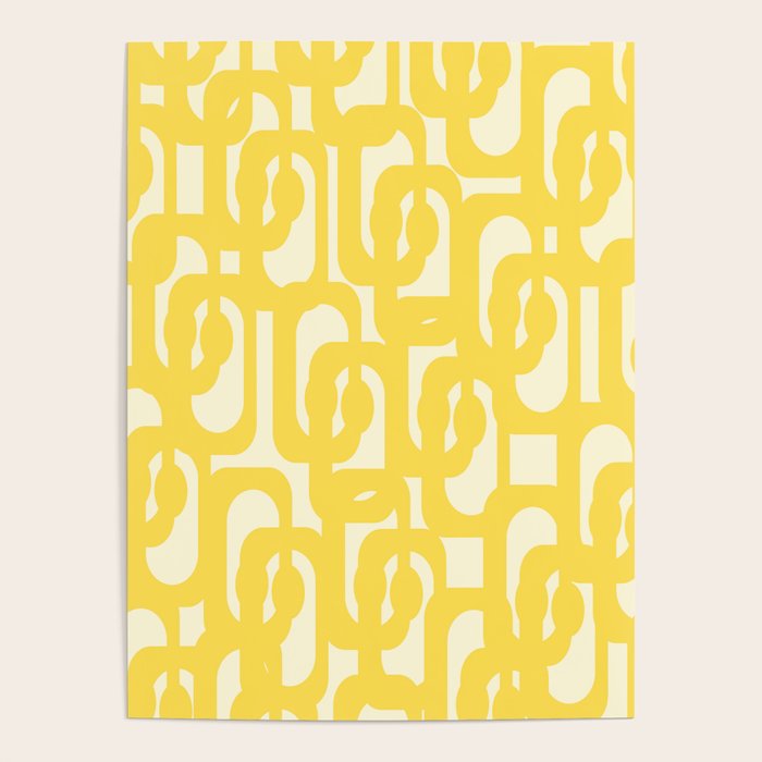 Mid Century Modern Yellow Loops Abstract Pattern Poster Gallery Image 1