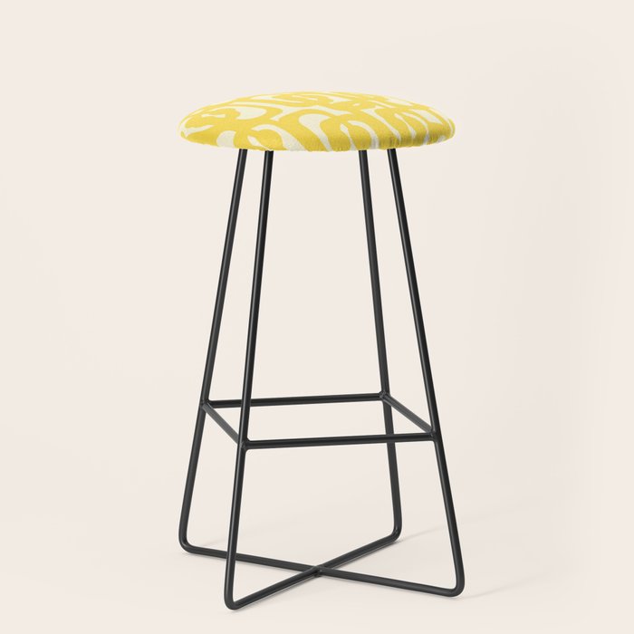Mid Century Modern Yellow Loops Abstract Pattern Stool Gallery Image 1