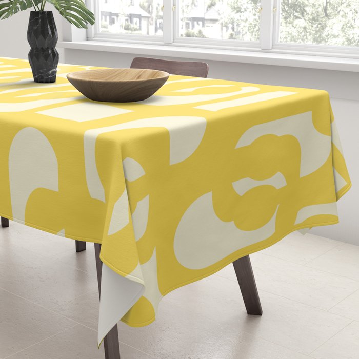 Mid Century Modern Yellow Loops Abstract Pattern Tablecloth Gallery Image 3