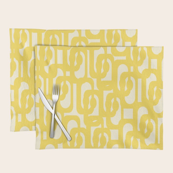 Mid Century Modern Yellow Loops Abstract Pattern Placemat Gallery Image 1