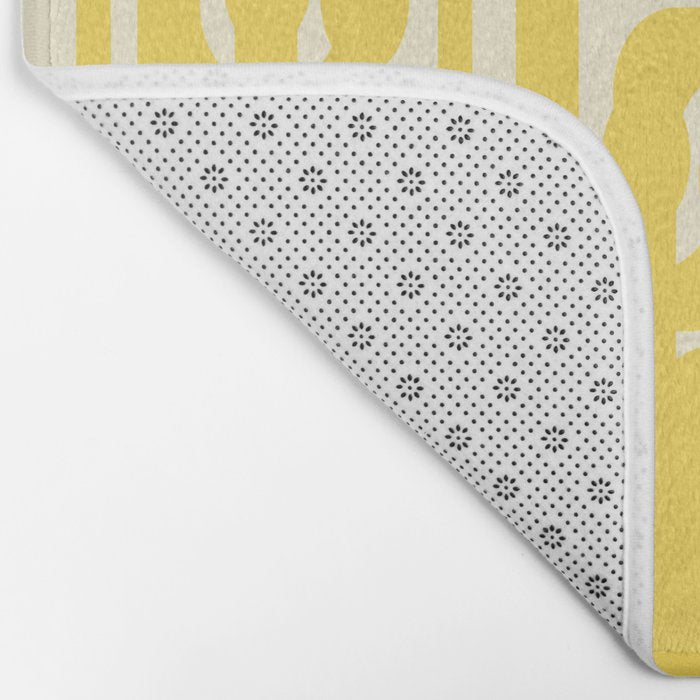 Mid Century Modern Yellow Loops Abstract Pattern Bath Mat Gallery Image 2