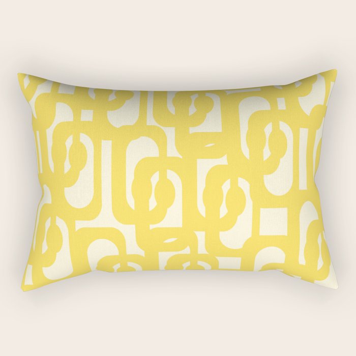 Mid Century Modern Yellow Loops Abstract Pattern Rectangular Pillow Gallery Image 1