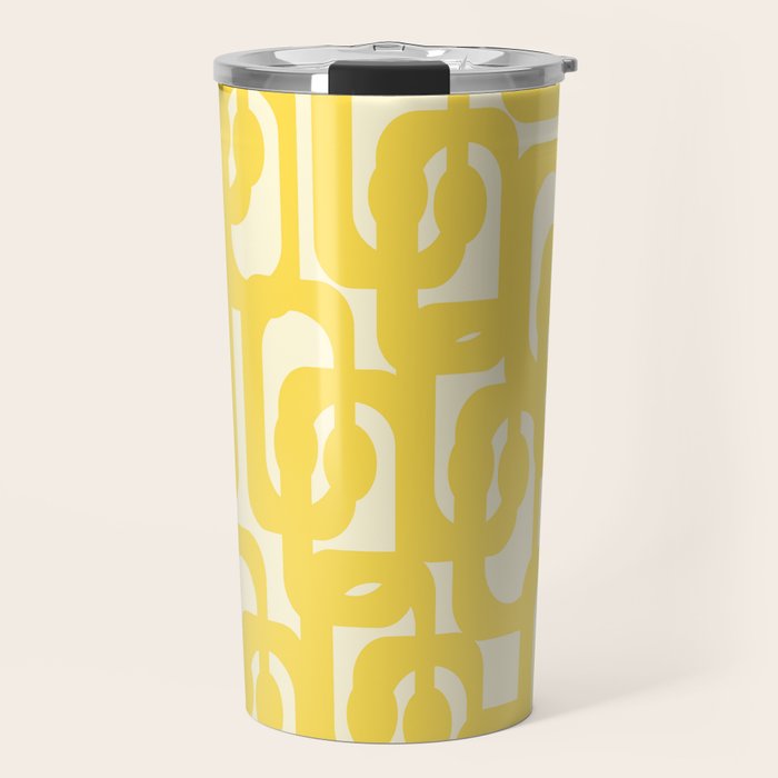 Mid Century Modern Yellow Loops Abstract Pattern Travel Mug Gallery Image 1