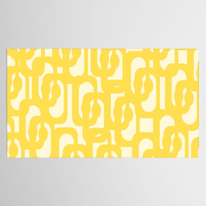 Mid Century Modern Yellow Loops Abstract Pattern Tablecloth Gallery Image 2