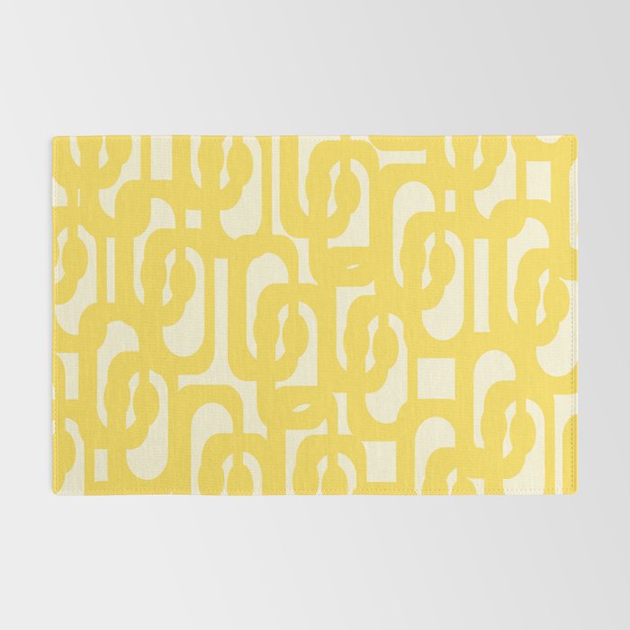 Mid Century Modern Yellow Loops Abstract Pattern Rug Gallery Image 2