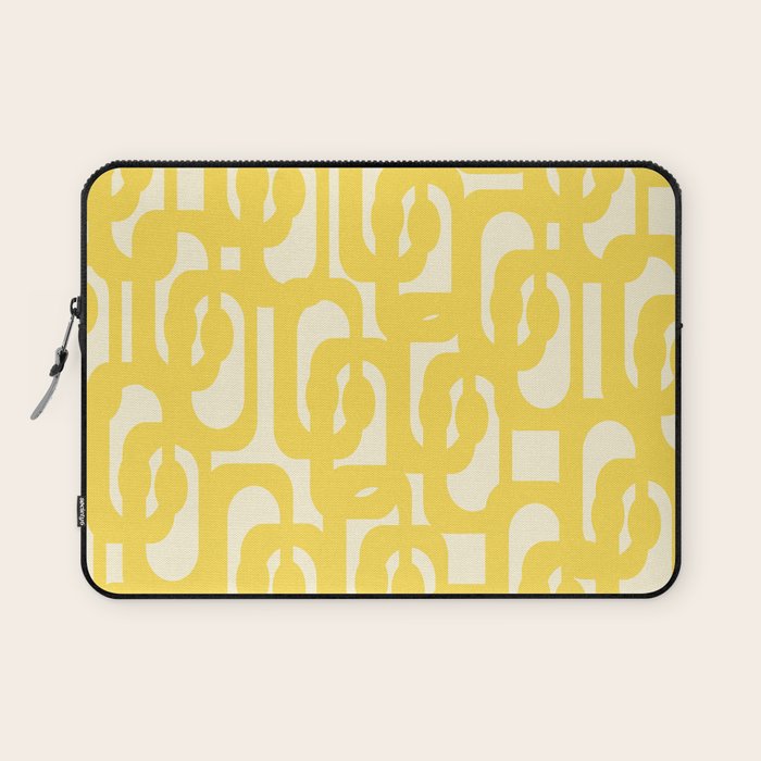 Mid Century Modern Yellow Loops Abstract Pattern Laptop Sleeve Gallery Image 1