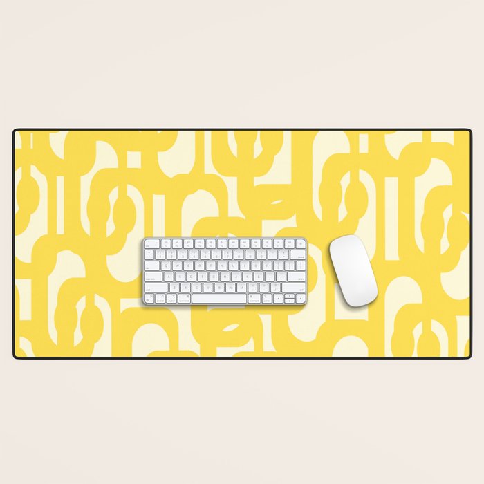 Mid Century Modern Yellow Loops Abstract Pattern Desk Mat Gallery Image 1