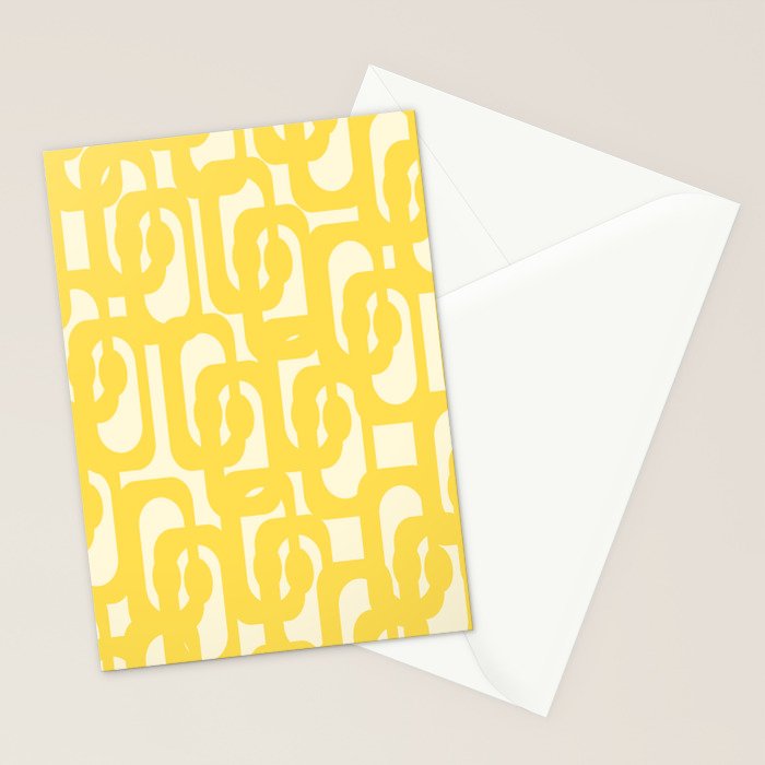 Mid Century Modern Yellow Loops Abstract Pattern Stationery Card Gallery Image 2