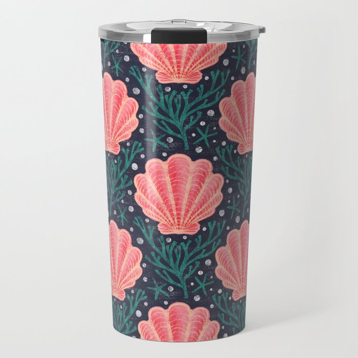 Seashell - pink and blue Travel Mug Gallery Image 1