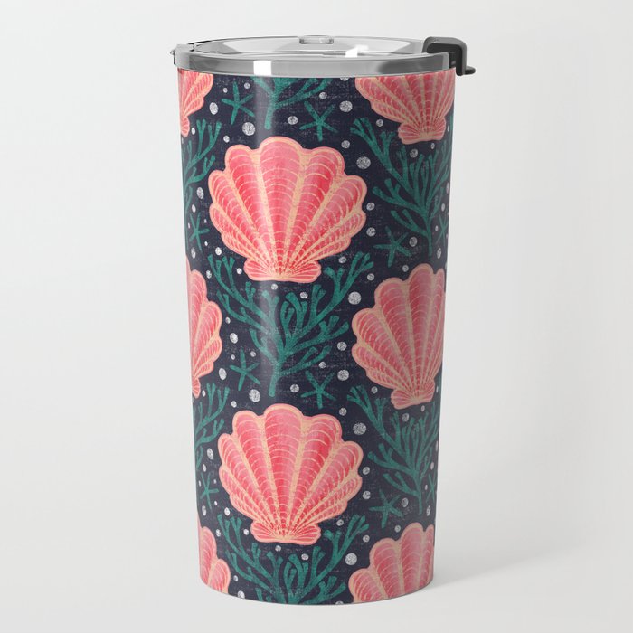 Seashell - pink and blue Travel Mug Gallery Image 2