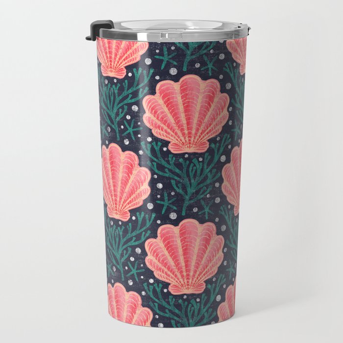 Seashell - pink and blue Travel Mug Gallery Image 3