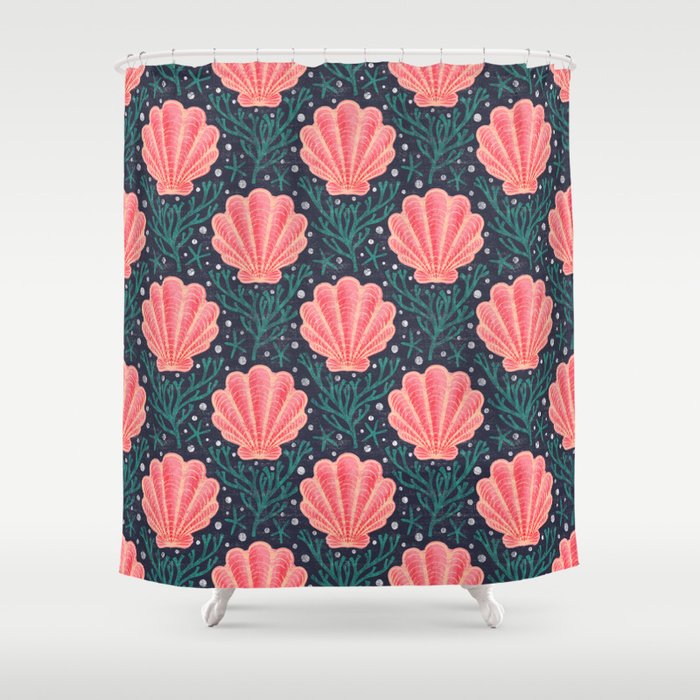 Seashell - pink and blue Shower Curtain Gallery Image 1