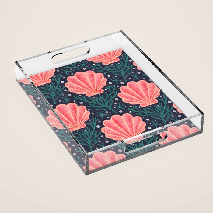 Seashell - pink and blue Acrylic Tray Gallery Image 1
