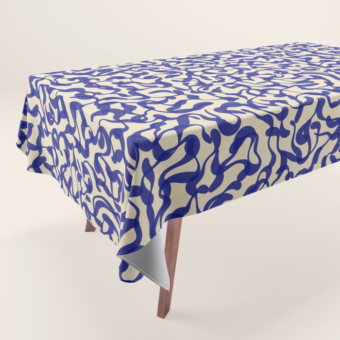 Playful strokes #2 / Blue on Beige Tablecloth Gallery Image 1