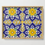 talavera mexican tile in blu and yellow Serving Tray Gallery Image 1