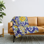 talavera mexican tile in blu and yellow Throw Blanket Gallery Image 1