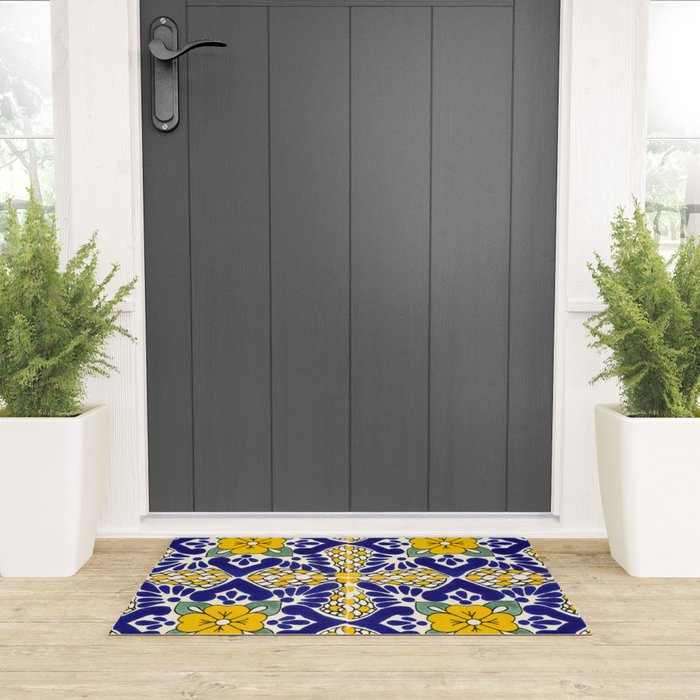 talavera mexican tile in blu and yellow Welcome Mat Gallery Image 3