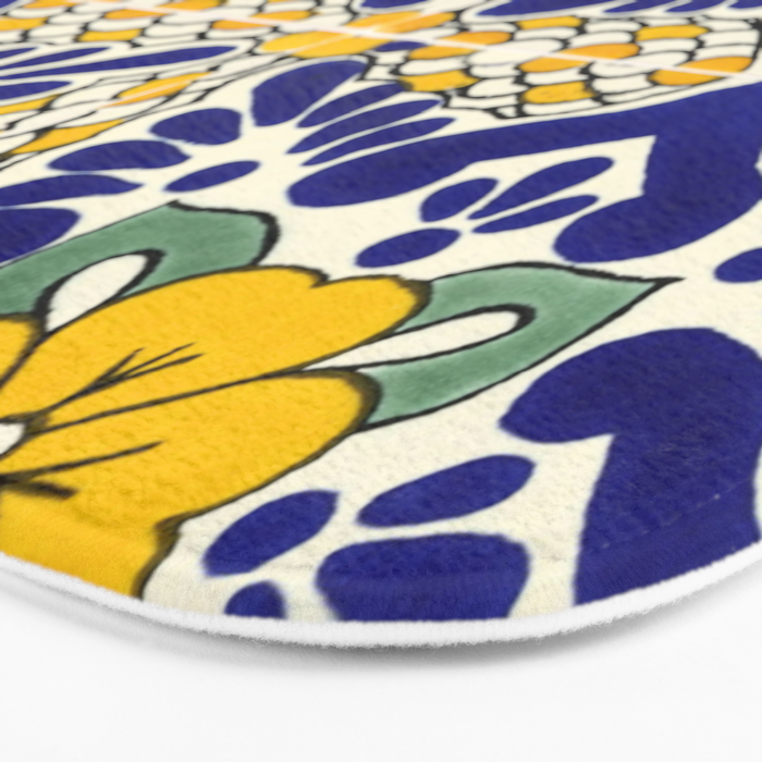 talavera mexican tile in blu and yellow Bath Mat Gallery Image 3