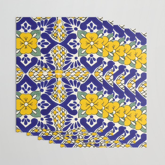 talavera mexican tile in blu and yellow Wrapping Paper Gallery Image 3