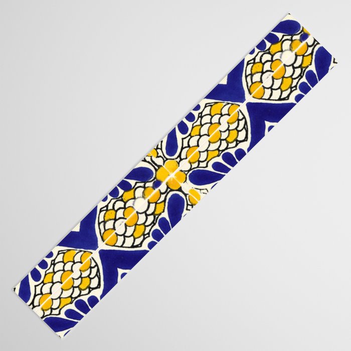 talavera mexican tile in blu and yellow Table Runner Gallery Image 3