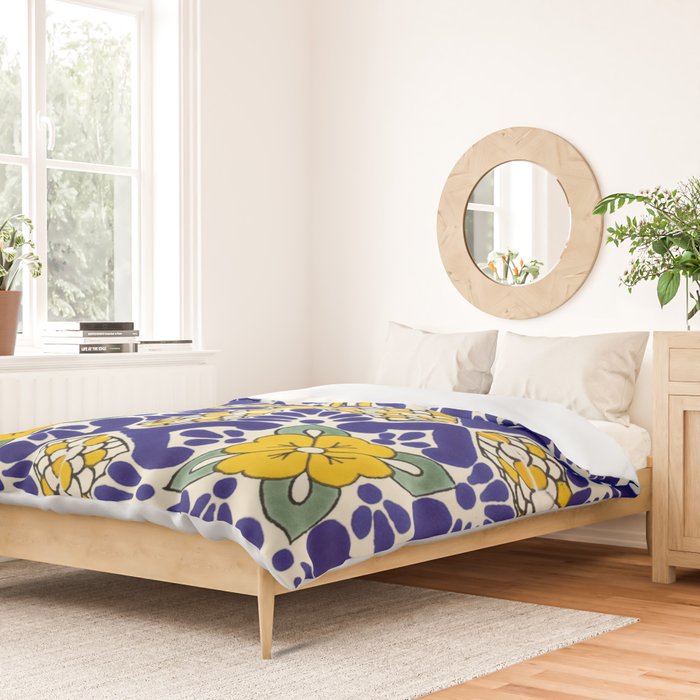 talavera mexican tile in blu and yellow Duvet Cover Gallery Image 2