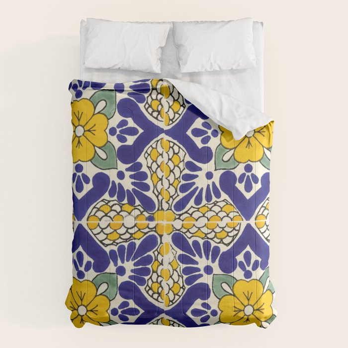 talavera mexican tile in blu and yellow Comforter Gallery Image 6