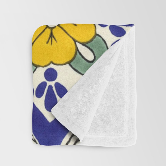 talavera mexican tile in blu and yellow Throw Blanket Gallery Image 3
