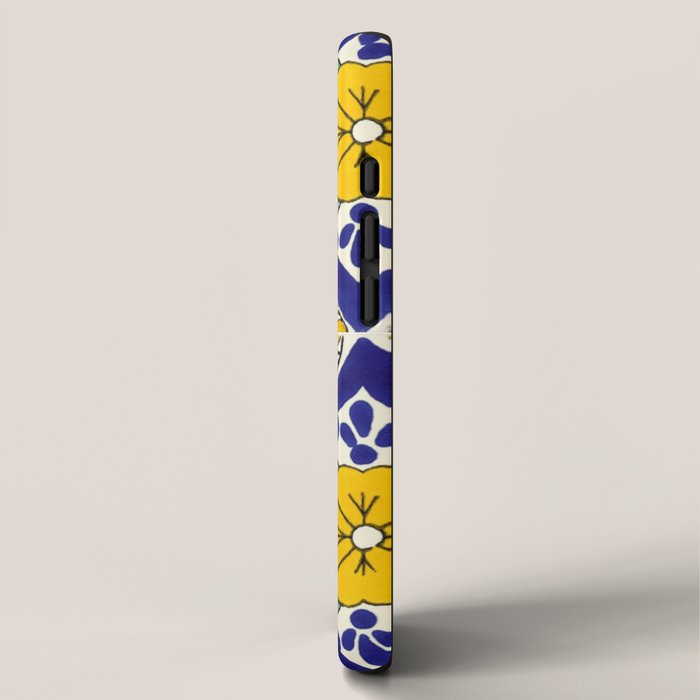 talavera mexican tile in blu and yellow iPhone Case Gallery Image 2