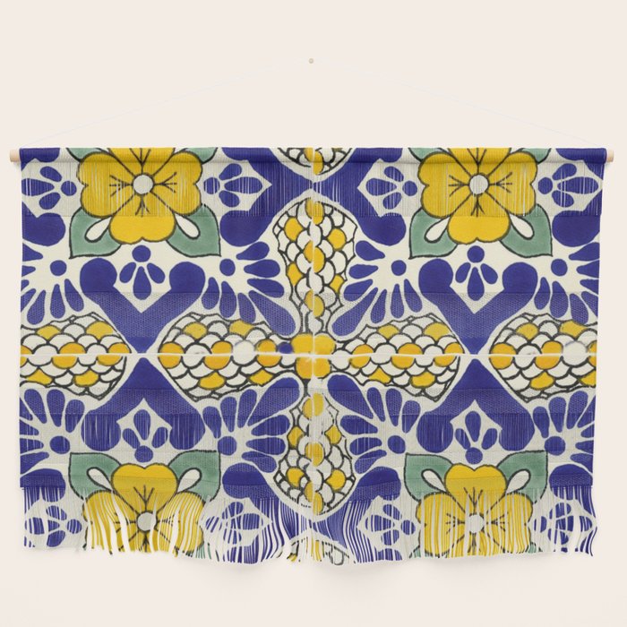 talavera mexican tile in blu and yellow Wall Hanging Gallery Image 1