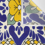 talavera mexican tile in blu and yellow Wall Tapestry Gallery Image 3