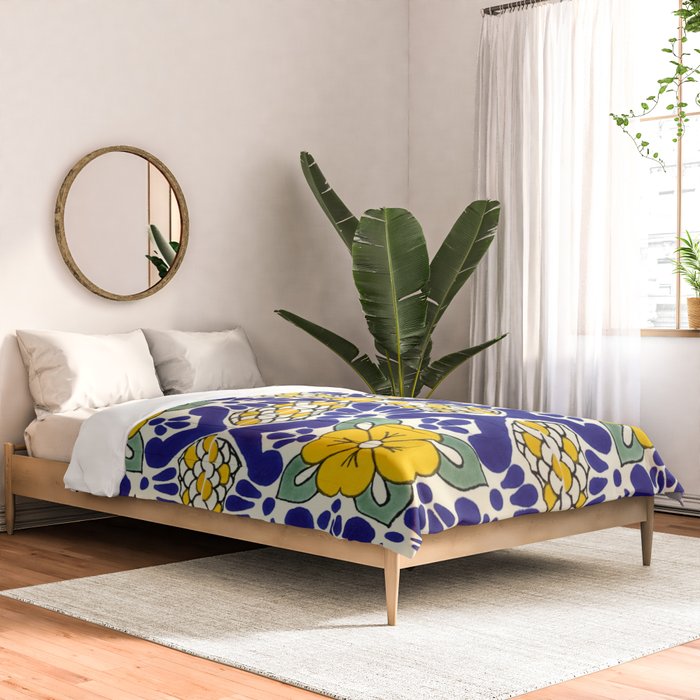talavera mexican tile in blu and yellow Comforter Gallery Image 2