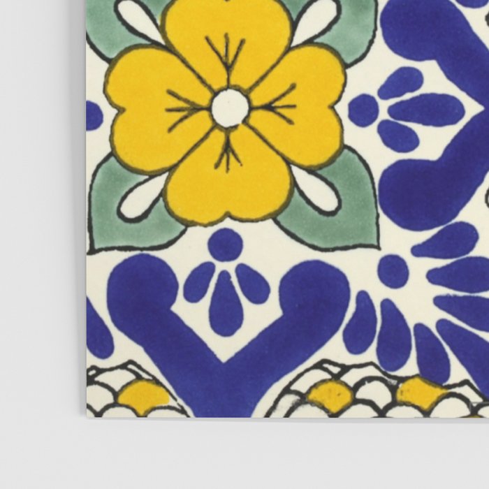 talavera mexican tile in blu and yellow Poster Gallery Image 3