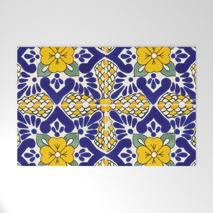 talavera mexican tile in blu and yellow Welcome Mat Gallery Image 1