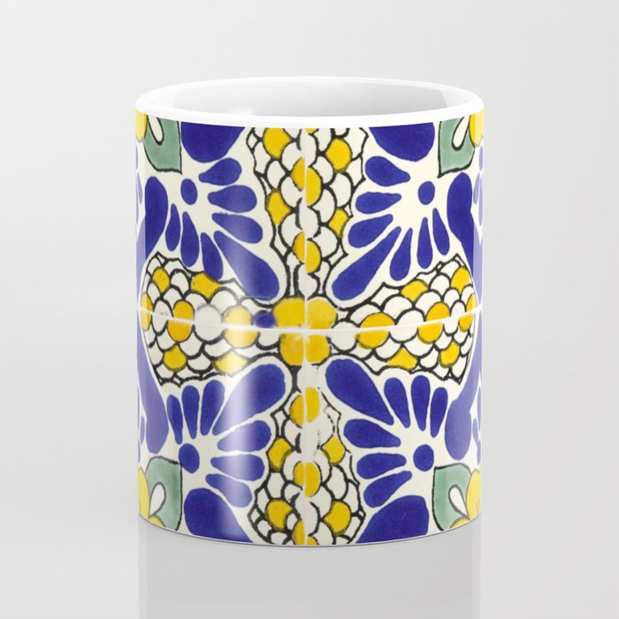 talavera mexican tile in blu and yellow Coffee Mug Gallery Image 4
