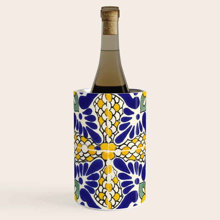 talavera mexican tile in blu and yellow Wine Chiller Gallery Image 1