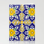 talavera mexican tile in blu and yellow Stationery Card Gallery Image 2