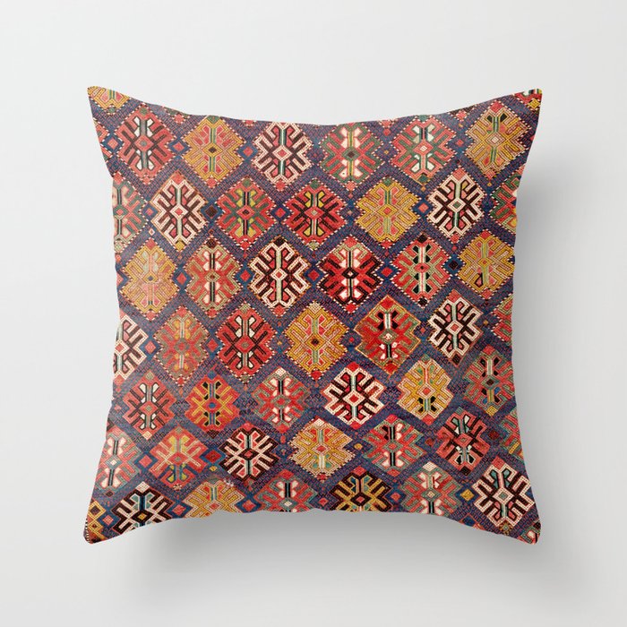 Azeri Zili Azerbaijan South Causasus Antique Rug Print Throw Pillow Gallery Image 6