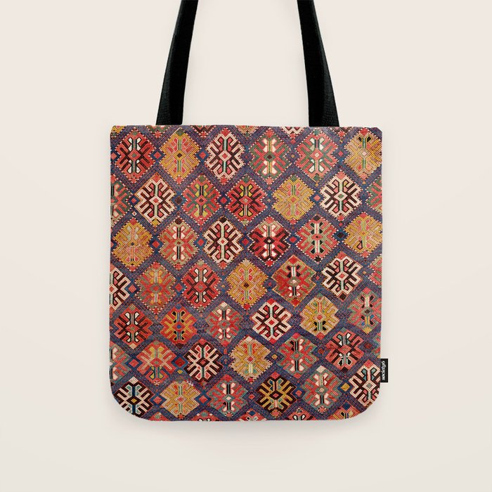 Azeri Zili Azerbaijan South Causasus Antique Rug Print Tote Bag Gallery Image 1