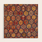 Azeri Zili Azerbaijan South Causasus Antique Rug Print Wood Wall Art Gallery Image 1