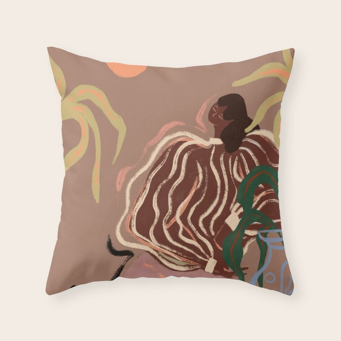 Stillness, Inspired by PANTONE 17 1230 Mocha Mousse Throw Pillow Gallery Image 6