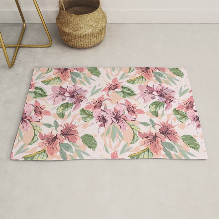 Pastel pink tropical bloom A Rug Gallery Image 1