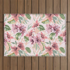 Pastel pink tropical bloom A Outdoor Rug Gallery Image 1