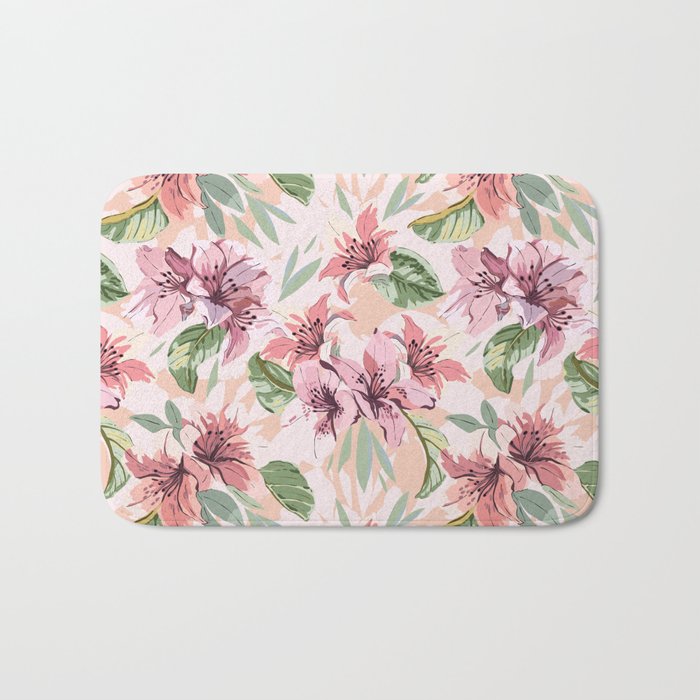 Pastel pink tropical bloom A Bath Mat Gallery Image 1