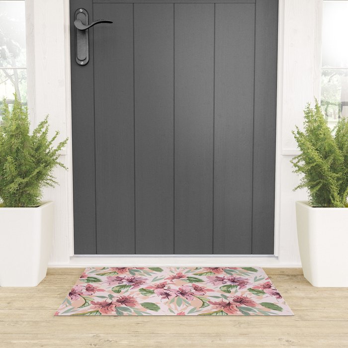 Pastel pink tropical bloom A Welcome Mat Gallery Image 3