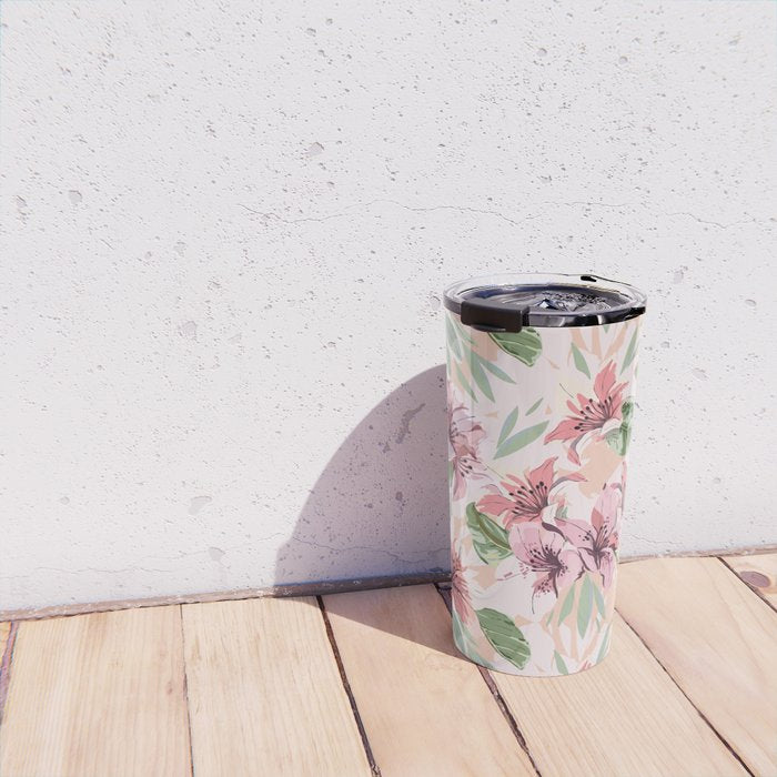 Pastel pink tropical bloom A Travel Mug Gallery Image 4